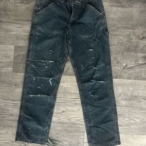 Lee Men's Relaxed Fit Distressed Gray Jeans